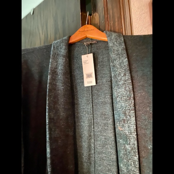 NWT Eileen Fisher Pine Oxidized Wool Jacquard Kimono Coat S/M or PM - Picture 8 of 13